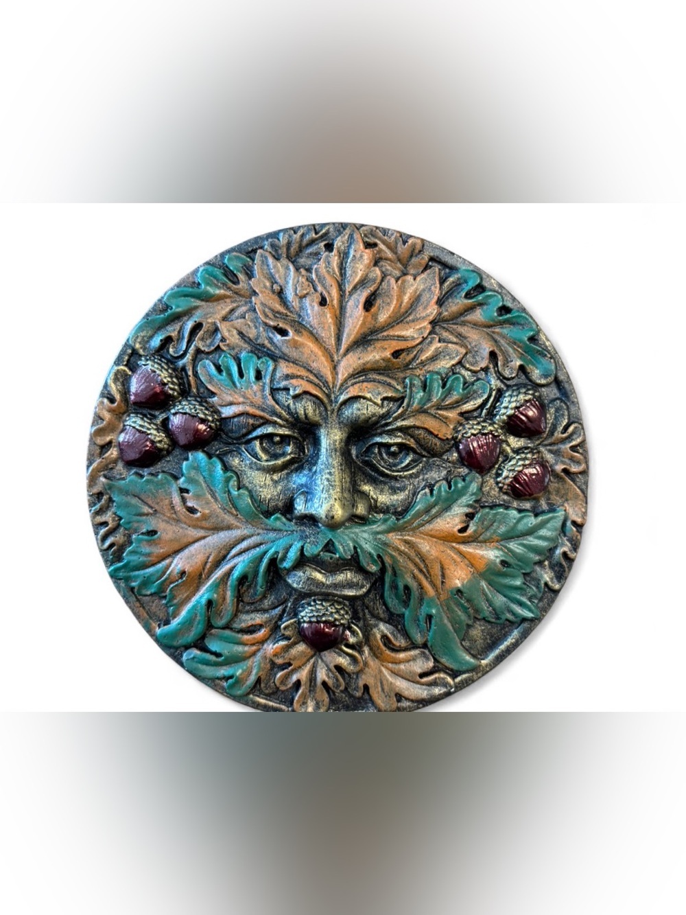 Ebros The Horned God Autumn Fall Season Round Greenman Wall Decor Plaque Summit